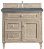 36 Inch Whitewashed Oak Single Bathroom Vanity Quartz Top