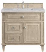 36 Inch Whitewashed Oak Single Bathroom Vanity Pearl Quartz