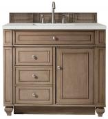 36 Inch Whitewashed Walnut Single Sink Bath Vanity Quartz