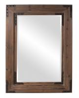 Caldwell Rectangular Stained Natural Wood with Black Iron Accents Mirror