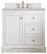 38 Inch Single Sink White Bathroom Vanity Silver Quartz