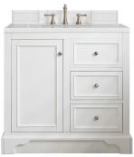 38 Inch White Single Sink Bathroom Vanity Quartz Stone Tone