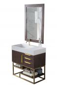 35.5 Inch Single Sink Bathroom Vanity in Coffee Oak with Radiant Gold Pulls