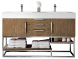 58.75 Inch Double Sink Bathroom Vanity in Latte Oak with Electrical Component