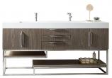 72.5 Inch Double Sink Bathroom Vanity in Ash Gray with Electrical Component