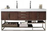 73 Inch Double Sink Bathroom Vanity in Coffee Oak with Choice of Top