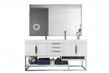 72.5 Inch Double Sink Bathroom Vanity in Glossy White with Electrical Component