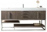72.5 Inch Single Sink Bathroom Vanity in Ash Gray with Electrical Component