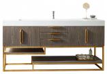 72.5 Inch Single Sink Bathroom Vanity in Ash Gray with Radiant Gold Pulls