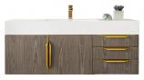 48 Inch Single Sink Bathroom Vanity in Ash Gray with Radiant Gold Pulls