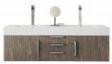 59 Inch Double Sink Bathroom Vanity in Ash Gray with Electrical Component