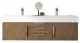 59 Inch Double Sink Bathroom Vanity in Latte Oak with Electrical Component