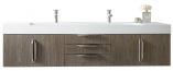 72 Inch Double Sink Bathroom Vanity in Ash Gray with Electrical Component