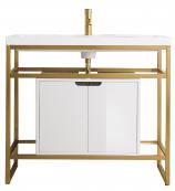 40 Inch Modern Gold Console Bathroom Sink with Cabinet