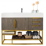 48 Inch Ash Gray Single Sink Modern Vanity Gold Metal Stand