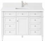 48 Inch Bright White Single Bathroom Vanity White Quartz Top