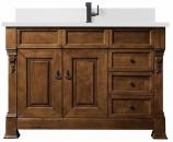 48 Inch Country Oak Single Sink Bathroom Vanity White Quartz