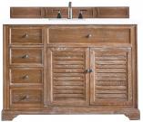 48 Inch Driftwood Single Sink Farmhouse Vanity White Quartz