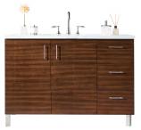 48 Inch Dual Mount Walnut Single Sink Vanity Pearl Quartz