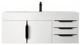48 Inch Floating Single Sink White Bath Vanity Black Accents
