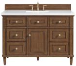 48 Inch Mid-Century Walnut Single Vanity White Quartz Top