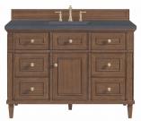 48 Inch Mid-Century Walnut Single Bath Vanity Charcoal Quartz