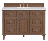 48 Inch Mid-Century Walnut Single Bathroom Vanity Quartz Top