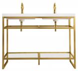 48 Inch Modern Gold Double Sink Console Vanity with Legs