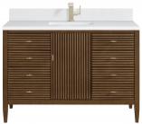 48 Inch Modern Walnut Single Bath Vanity with White Quartz