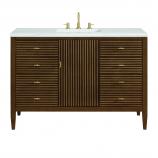 48 Inch Modern Walnut Single Bathroom Vanity Arctic Fall Top