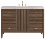 48 Inch Modern Walnut Single Bathroom Vanity Pearl Quartz