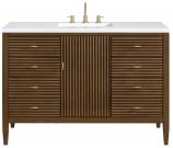 48 Inch Modern Walnut Single Bathroom Vanity White Quartz