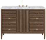 48 Inch Modern Walnut Single Sink Bathroom Vanity Marble Top