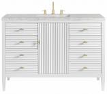 48 Inch Modern White Single Bathroom Vanity Pearl Quartz