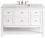 48 Inch Farmhouse White Single Sink Bath Vanity with Outlets