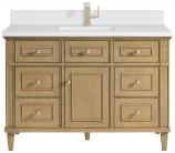 48 Inch Single Natural Oak Bathroom Vanity White Quartz Top