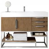 48 Inch Oak Single Sink Modern Bathroom Vanity Nickel Stand