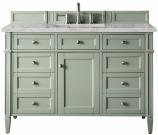 48 Inch Sage Green Single Sink Bathroom Vanity Silver Quartz