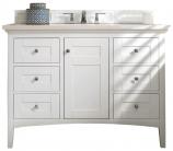 48 Inch Shaker White Single Sink Bath Vanity Pearl Quartz