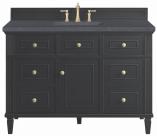 48 Inch Single Black Bathroom Vanity Charcoal Quartz Top