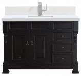 48 Inch Single Sink Black Bathroom Vanity White Quartz Top