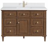 48 Inch Single Sink Walnut Bathroom Vanity White Quartz Top