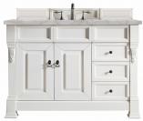 48 Inch Single Sink White Bathroom Vanity Silver Quartz