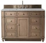 48 Inch Single Vanity in Whitewashed Walnut Silver Quartz