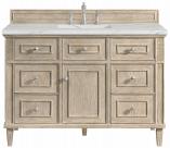 48 Inch Single Whitewashed Oak Bathroom Vanity Quartz Top