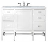 48 Inch Glossy White Single Sink Vanity with Carrara Marble