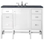 48 Inch Glossy White Single Sink Vanity with Charcoal Quartz
