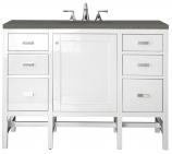 48 Inch Single Sink Vanity in Glossy White with Gray Quartz
