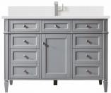 *48 Inch Urban Gray Single Sink Bathroom Vanity White Quartz