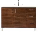 48 Inch Walnut Single Dual Mount Bath Vanity Marfil Quartz